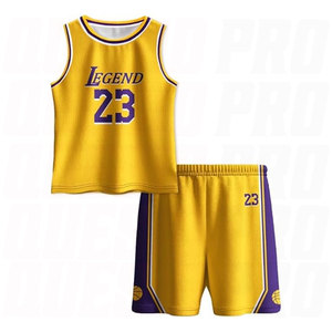 ชุดบาสเก็ตบอลแบบกลับด้านได้สั่งทำขายส่ง รุ่นใหม่ล่าสุด สีเหลือง โพลีเอสเตอร์ แบบซับลิเมชั่น - Product Image 2