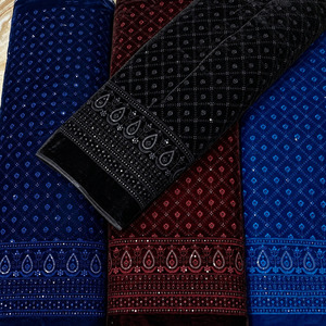 Tissu en velours brodé, tissu de créateur, tissu de luxe, tissu en dentelle de velours pour la fabrication de vêtements modestes, exportation Royaume-Uni UE - Product Image 2