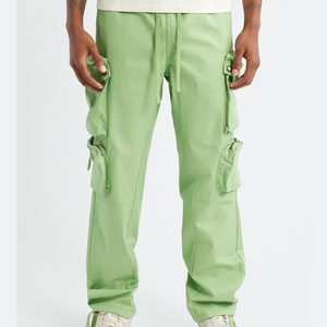 Pantalon cargo jogger léger de haute qualité 100 % coton, pantalon de survêtement ample et empilé en toile personnalisé, décontracté, 8 poches - Product Image 2