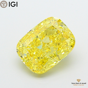 Diamant de laboratoire CVD de 8,02 carats, couleur jaune vif fantaisie, clarté VS1, avec certificat IGI, taille coussin, pour bague de mariée éternelle - Product Image 1