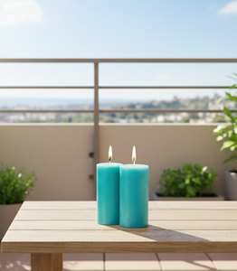 Velas Aqua Serenity: Este set de 2 velas cilíndricas vibrantes de color azul aguamarina - Product Image 3