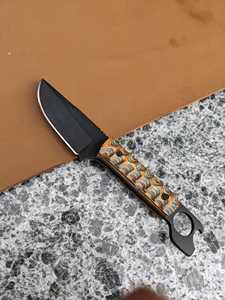 Cuchillo de Cocina Drop Point con Punta Afilada, Hoja de Acero de Damasco, Borde Biselado Recto, Grosor de 0.7mm, Mango de Madera de Grado DIY - Product Image 4