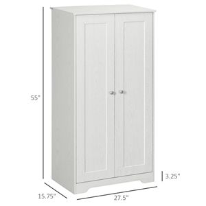 Moderno Armadio Bianco Autoportante a 2 Ante per Cucina con Ripiani Regolabili, per Soggiorno, Sala da Pranzo, Camera da Letto, Stile Legno MDF - Product Image 3