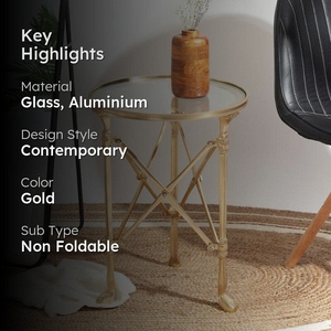 Table d'appoint en laiton style vintage, table d'appoint de luxe avec plateau en verre amovible, table de chevet moderne, personnalisation disponible - Product Image 3
