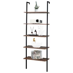 Libreria Industriale a 5 Ripiani con Scala Aperta, 60 cm L x 30 cm P x 180 cm H, Scaffale a Muro con Struttura in Metallo - Product Image 3
