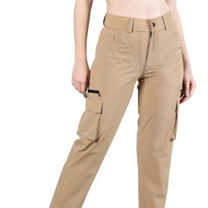 Pantalon cargo athlétique taille haute à la mode pour femmes toile confortable pour vêtements décontractés et activités d'aventure lavage foncé - Product Image 1