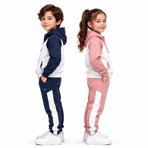 Conjunto Deportivo Personalizado para Niños de Dos Tonos, Sudadera con Cremallera y Pantalones Deportivos para Niños y Niñas, Ropa Deportiva de Felpa al por Mayor, OEM ODM - Product Image 1