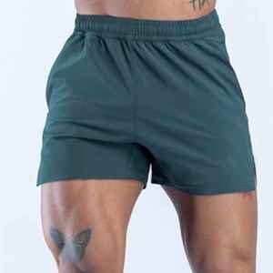 Shorts en coton vert uni pour homme avec poches, taille élastique, décontractés, respirants, taille mi-haute, personnalisables - Product Image 4
