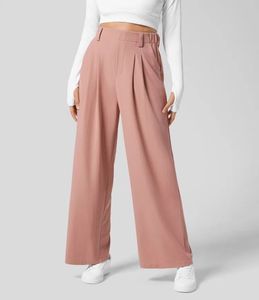 Wide Leg Regular Fit 100% Cotton Solid <b>Elastic</b> Waist Mid Waist Straight Casual Autumn Women's Trousers - Product Image 5