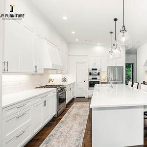 JY Project Customized European Style White Wood Kitchen Cabinet RTA Modern Luxury Cabinet Set for Villa Apartment - Product Image 2
