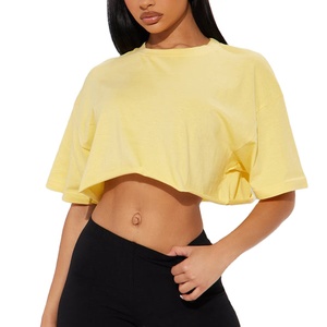 Camiseta Corta para Mujer, Personalizada, 100% Algodón, Cuello Redondo, Estilo Oversize, Venta al por Mayor - Product Image 1