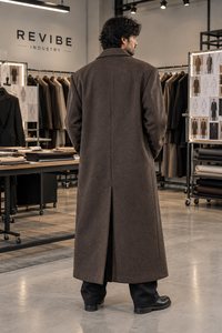 Manteau long en laine surdimensionné pour homme, marron anthracite, double boutonnage, manteau d'hiver épais de qualité supérieure - Product Image 6