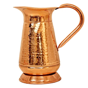 Stunning twisted spiral <b>copper</b> jug boasts an ultra shiny finish and wavy brass <b>handle</b>, available at wholesale price. - Product Image 2