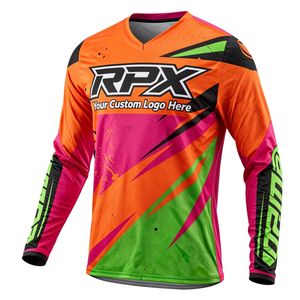 Maillot de motocross RPX orange, rose et vert à manches longues, impression par sublimation avec logo personnalisé, séchage rapide, maillot de course sur route, maillot de motocross - Product Image 1