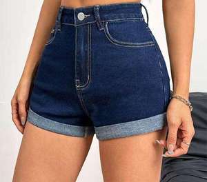 Shorts en jean personnalisés pour femmes, taille haute, extensibles, 100 % coton, écologiques, légers, prix usine, faible MOQ, logo personnalisé - Product Image 2