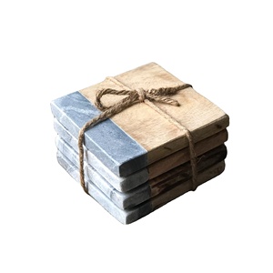 Sous-verres de luxe en marbre et bois noirs pour boissons restaurant cadeau de pendaison de crémaillère utiliser sous-verre produit Offre Spéciale - Product Image 1