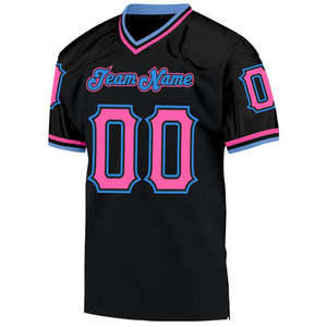 Camiseta de Fútbol Americano Personalizada, Negra, de Malla, Cuello en V, Manga Corta, Impresión por Sublimación, Patrón de Letras, Logotipo Frontal, para Adultos - Product Image 6