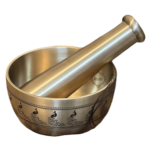 Mortero y pilón de latón de alta calidad con grabado y acabado pulido para moler café y especias manualmente, metal Imam Dasta - Product Image 5