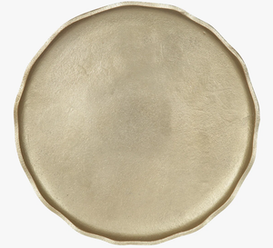 Plateau de service décoratif rond en métal doré de luxe avec pieds, plat central moderne pour la décoration de la maison, hôtel, restaurant, cadeau - Product Image 1