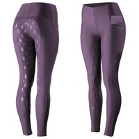 Pantalones de equitación de cintura alta para mujer, largos, color azul marino, elásticos en cuatro direcciones, con bolsillos y cierre de botón, del fabricante