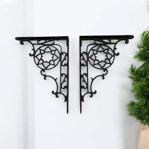 <b>Black</b> Iron <b>Shelf</b> Bracket For Stylish Wall Shelving In Kitchen Living Room And Office Decoration - Product Image 1