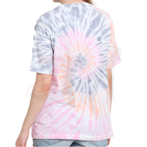 Camiseta de Manga Corta con Cuello Redondo y Estampado Tie Dye para Mujer, Corte Holgado, Informal, 100% Algodón Jersey, Estilo Primavera Verano - Product Image 2