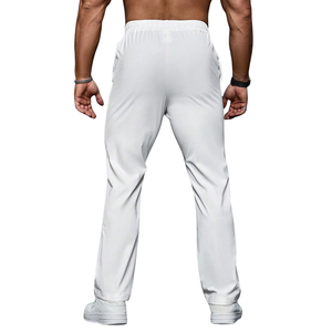 <b>Mens</b> Lightweight Casual Pants <b>Elastic</b> Waist Drawstring Straight Leg Breathable Quick Dry Summer Travel Lounge <b>Trousers</b> White - Product Image 2