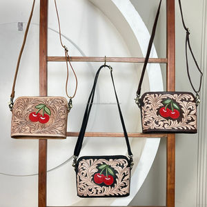 Wholesale Handcrafted Floral Designer Genuine Leather Handbags Vintage Style Crossbody Shopping & Travel Women Shoulder <b>Bags</b> - Product Image 5