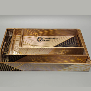 ชุดถาดเสิร์ฟเคลือบสีขาวลายเรขาคณิต 3 ชิ้น – ถาดซ้อนกันได้ ทำจาก MDF และกระดาษ ปลอดภัยสำหรับอาหาร ดีไซน์ทันสมัย หรูหรา เหมาะสำหรับห้องครัว ห้องรับประทานอาหาร และตกแต่งบ้าน - Product Image 5