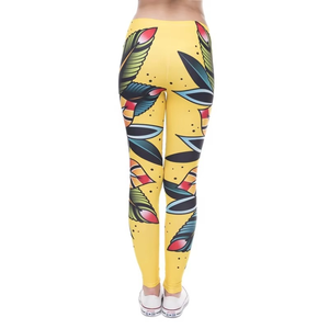 Leggings de yoga con estampado de flores TATTOO, 92% poliéster, 8% spandex, suaves y elásticos, para mujer, ropa deportiva, ¡en oferta! - Product Image 6