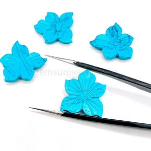 Perles de pierres précieuses sculptées en forme de fleur turquoise AAA 18x20MM Perles de pierre turquoise sculptées pour la fabrication de bijoux Fournitures en vrac - Product Image 5