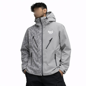 "Wholesale Streetwear Men's Outdoor <b>Jackets</b>, Y2K Style, Waterproof Grey <b>Camo</b> Zip-Up <b>Jackets</b> for B2B Supply USA" - Product Image 2