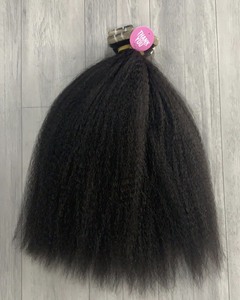 Bon marché, vente en gros, haute qualité, cheveux humains vierges cambodgiens Yaki lisses et crépus, extensions de tissage à double trame - Product Image 3