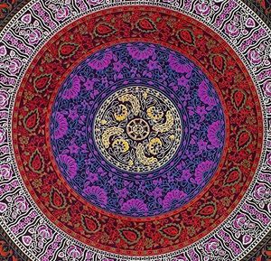 Tapis rond Mandala Paon, décoration murale, tapis de pique-nique, serviette de plage, belle décoration intérieure, nappe à imprimé animal par des consignateurs indiens - Product Image 5
