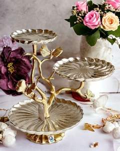 Bandeja de Chocolate con Marco Circular de Metal Dorado, Soporte Moderno Decorativo de Dos Niveles para Exhibición en Mesa - Product Image 6