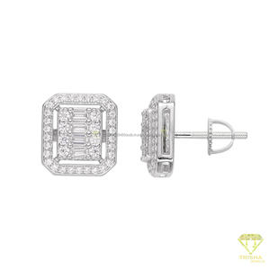 Fashion Moissanite Diamond Rectangular Stud <b>Earrings</b> 925 Sterling <b>Silver</b> Elegant Luxury Jewelry <b>For</b> Women <b>Men</b> - Product Image 4