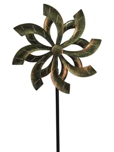 Molinillo de Viento Metálico para Decoración de Jardín con Estaca, Forma Irregular, Acabado Cepillado, Resistente a la Intemperie, Tema Natural Moderno - Product Image 4
