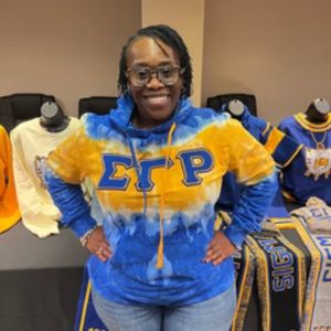 Sigma Gamma Rho <b>Tie</b> <b>Dye</b> <b>Hoodie</b> SGRho Blue Gold Premium Greek Apparel Stylish Sorority Sweatshirt - Product Image 1