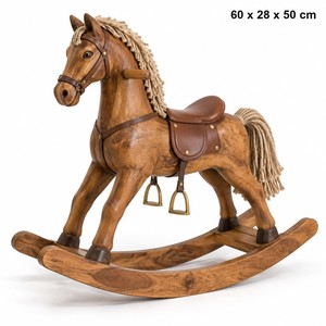 Caballo Balancín Infantil de Madera de Mango Hecho a Mano con Crin de Yute - Juguetes al por Mayor - Product Image 1