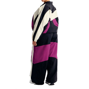 OEM Women's Color Block Tracksuit Set Lightweight Windbreaker <b>Jacket</b> Wide Leg Pants Custom Logo Streetwear Hoodies Manufacturer - Product Image 4