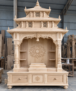 Pashupatinath Inspired Hand-Carved Nepali Pagoda <b>Mandir</b> White and Gold Wooden <b>Home</b> Temple with Storage Drawers <b>Pooja</b> Ghar London - Product Image 6