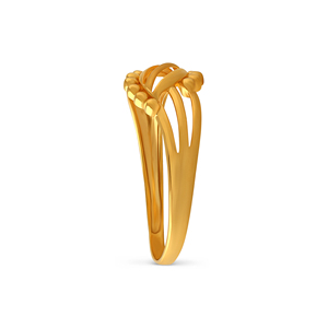 Bague en or tressée élégante, or massif 18 carats, bague ovale abstraite avec bordure perlée, bijou moderne et audacieux - Product Image 4