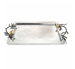 Commercial Stainless Steel Rectangular Tray for <b>Pizza</b> Bread Cake Pastry Storage Tray With Antique handle Design - Product Image 1