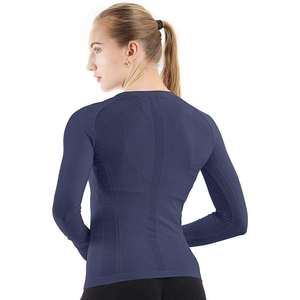 Women's Classic <b>Plain</b> Mesh <b>Long</b> <b>Sleeve</b> Slim Fit Compression T-Shirt with Custom Logo Option Breathable Sporty Gym Workout <b>Top</b> - Product Image 3
