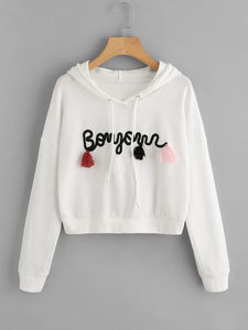 Somos un proveedor de servicios profesionales de sudaderas cortas de algodón con logotipo personalizado para mujeres, diseñadas para el mercado de comercio global. - Product Image 3