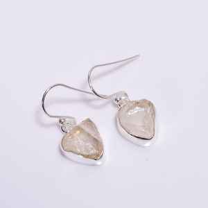 Handmade Raw <b>Citrine</b> Dangle <b>Earrings</b> 925 Sterling Silver Natural Gemstone - Product Image 4