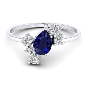 Bague de Fiançailles REYES en Argent Sterling 925 avec Moissanite et Saphir Bleu Taille Poire 0,75 Carat – Prix d'Usine en Gros - Product Image 1