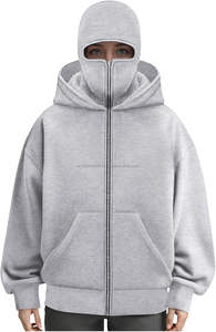 Sweat à capuche d'hiver pour homme avec logo personnalisé brodé et impression numérique, double capuche, double couche, pull à fermeture éclair intégrale, taille plus, cagoule - Product Image 3