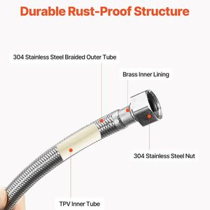 Raccord de tuyau d'alimentation pour robinet, accessoires de salle de bain de la série de flexibles de plomberie - Product Image 5