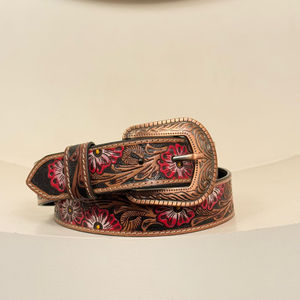 Gran oferta de negocios, cinturón de cuero de vaca a mano personalizado a la moda para hombres y mujeres, cinturones de cuero genuino de vaca ajustables - Product Image 5